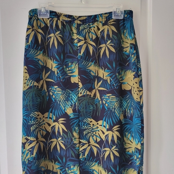 Vintage High Waist Maxi Skirt Floral Tropical Blue Green - Picture 5 of 8
